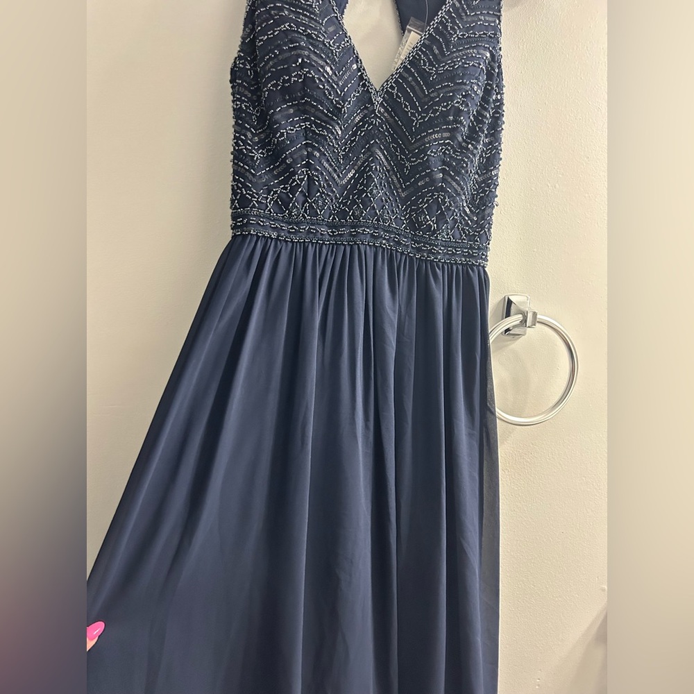 NWT ADRIANNA PAPELL PLATINUM navy event dress prom dress bridesmaid formal - Picture 12 of 17